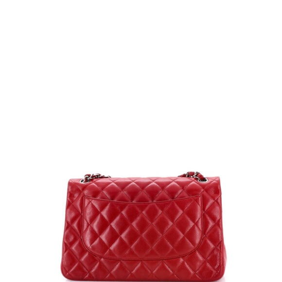 Chanel Classic Jumbo Double Flap Quilted Caviar Leather Shoulder Bag Red - Picture 3 of 6